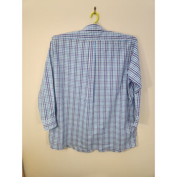 Izod Shirt Mens 20 Tall 35 36 Blue Check Long Sleeve Classic Preppy Business - Picture 4 of 10